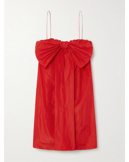 BERNADETTE Red Estee Bow-Embellished Taffeta Mini Dress
