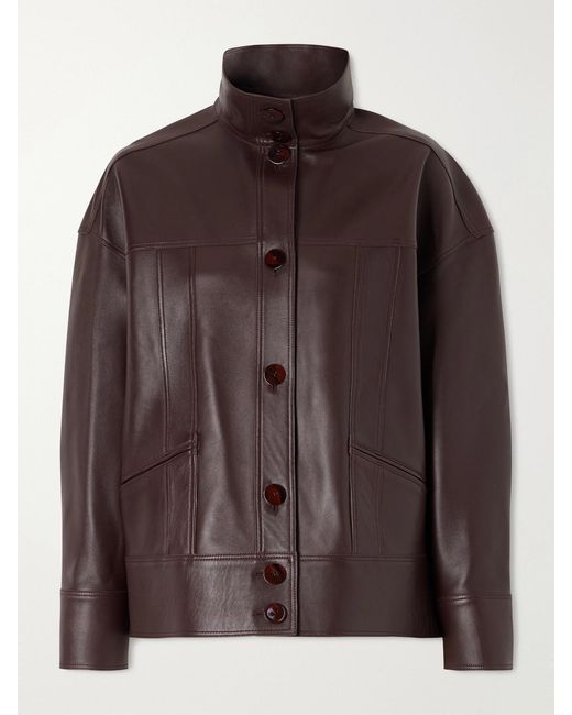 Galvan Brown Paneled Leather Jacket