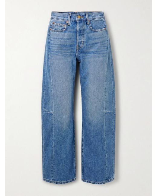 B Sides Blue Slim Lasso Mid-Rise Barrel-Leg Jeans