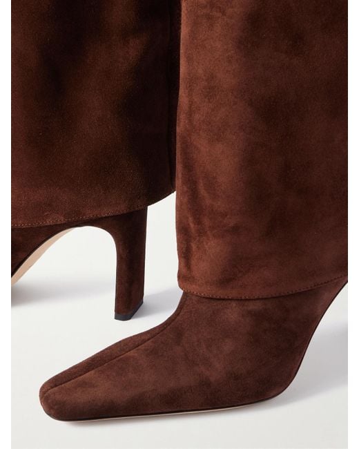 Staud Brown Wally Kniehohe Stiefel Aus Veloursleder Mit Schnallen