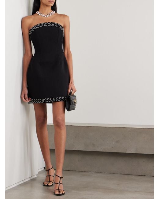 Rebecca Vallance Black Nyx Strapless Crystal-Embellished Crepe Mini Dress