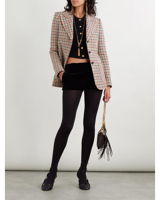 Chloé Gray Checked Wool-Blend Blazer