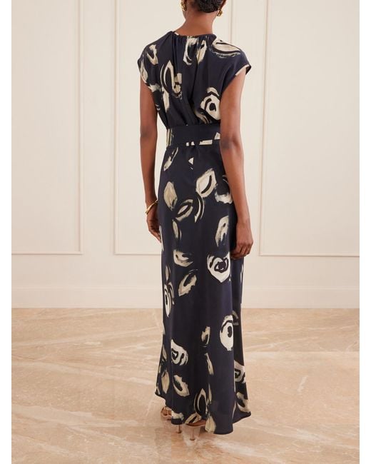 Max Mara Blue Tie-Detailed Silk-Chiffon Maxi Dress