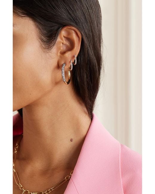 Lucy Delius Natural Dark Side Of The Moon Rhodium-Plated 14-Karat Recycled Diamond Hoop Earrings