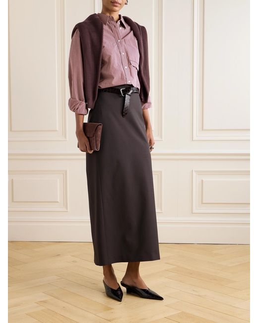 Brunello Cucinelli Black Wool-Blend Midi Skirt