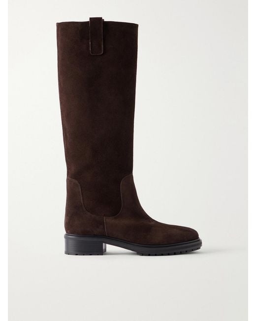 Aeyde Black Henry 45 Suede Knee Boots