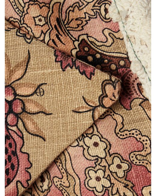 Thank You Have A Good Day Natural Mariah Hemd Aus Leinen Mit Blumenprint Und Gehäkelter Baumwolle