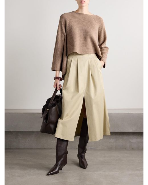 Altuzarra Natural Trip Cropped Ribbed Merino Wool And Cashmere-Blend Sweater