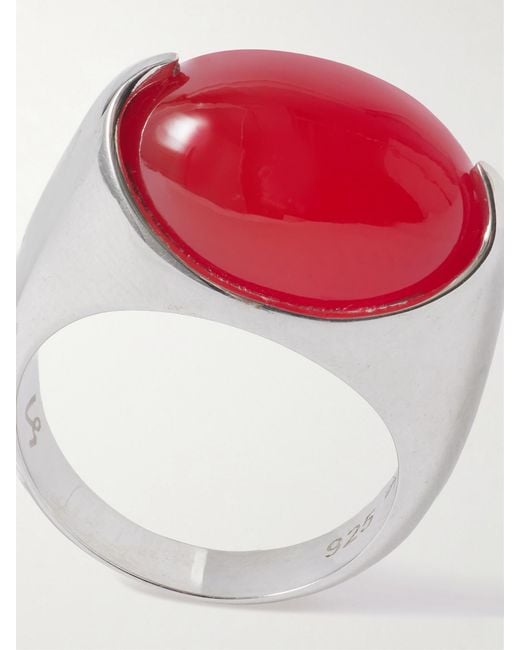 Loren Stewart Red Orb Sterling Carnelian Ring