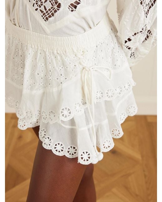 Isabel Marant White Neis Embroidered Cotton And Silk-Blend Shorts