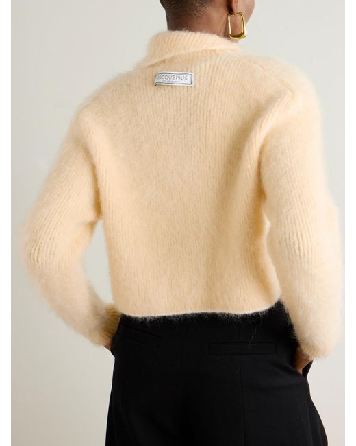 Jacquemus Natural Marina Appliquéd Brushed Knitted Turtleneck Sweater