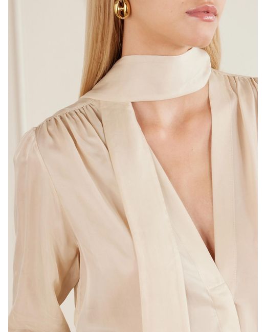 Maria McManus Natural Scarf-Detailed Satin Blouse