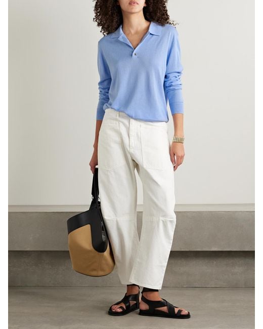 La Ligne Blue Ben Oversized-Pullover Aus Einer Mischung Aus Seide, Wolle Und Kaschmir Mit Polokragen