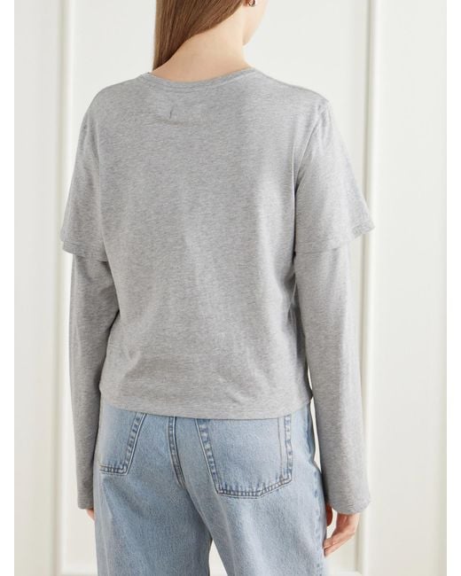 Still Here Gray 2Tee Layered Cotton-Jersey T-Shirt
