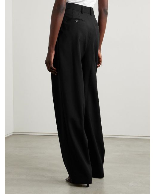 Salon 1884 Black Net Sustain Cecily Pleated Wool Wide-Leg Pants