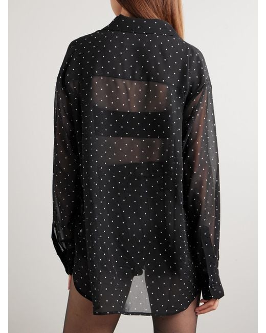 Frankie Shop Black Peri Hemd Aus Georgette Mit Punkten