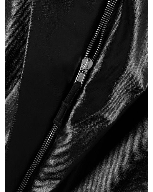 Rick Owens Black Draped Coated-Denim Midi Dress
