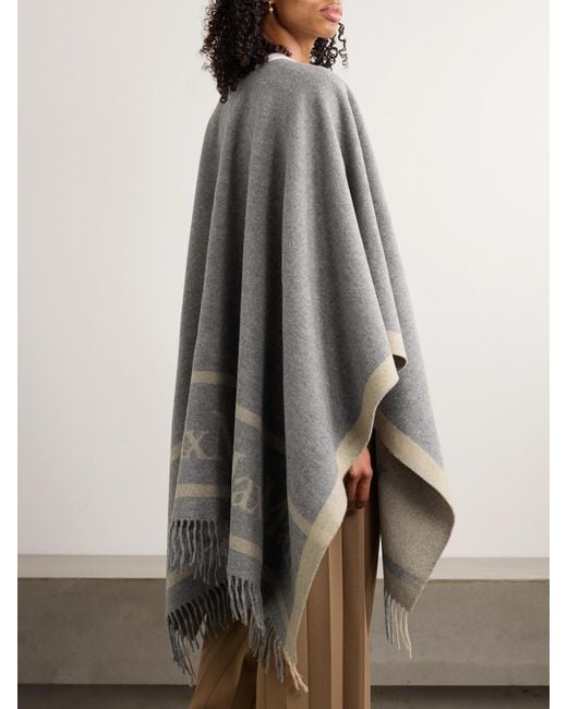 Max Mara Gray Hilde Logo-Jacquard Wool Cape