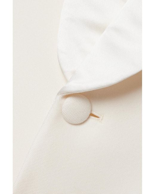 Wardrobe NYC Natural Silk-Satin Trimmed Grain De Poudre Wool Blazer