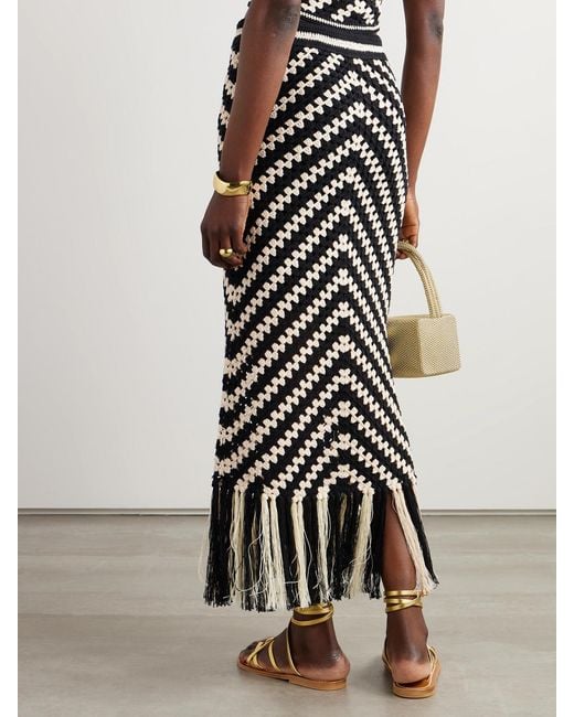 Zimmermann White Halliday Fringed Crocheted Cotton Maxi Skirt