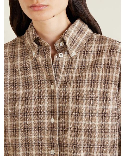 Rohe Natural Oxford Checked Cotton-Bouclé Shirt
