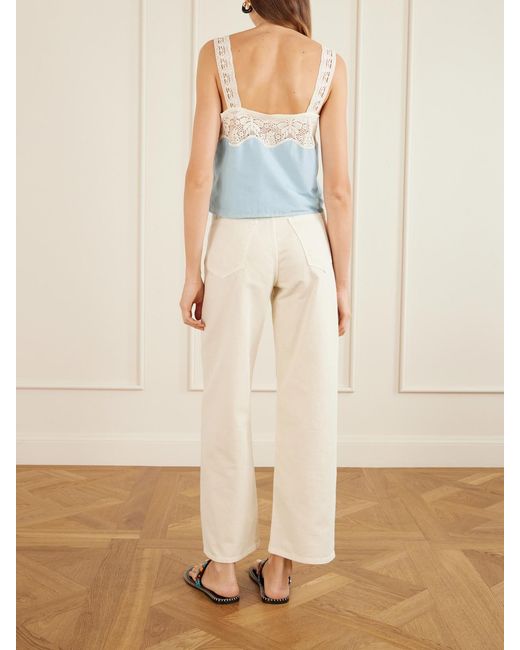 Alix Of Bohemia Blue Mia Sky Prima Cotton And Silk-Blend Lace-Trimmed Tank Top