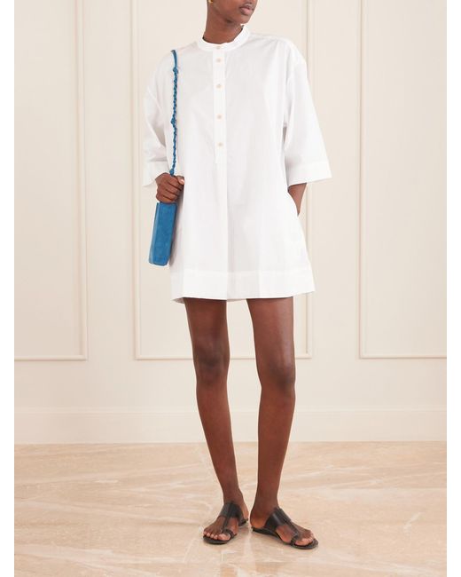 Jamie Haller White Caftan Cotton Mini Dress