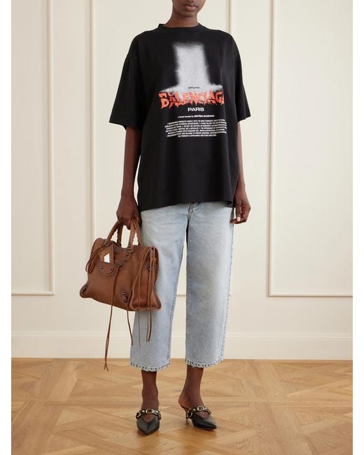 Balenciaga Brown Le City Crinkled-Leather Shoulder Bag