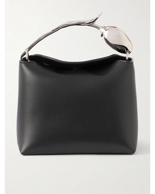 Erdem Black Bloom Mini Leather Clutch