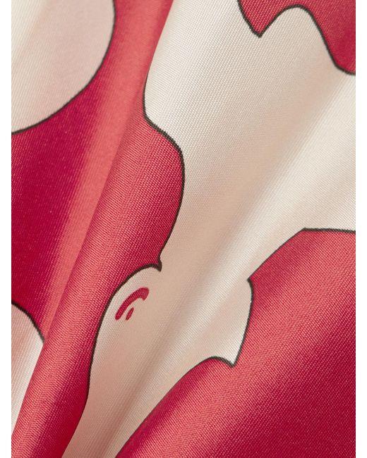LaDoubleJ Red Mother Lungomare Printed Silk-Twill Midi Skirt