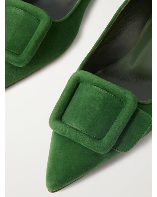 Chaussures Plates À Bouts Pointus En Daim Maysale Manolo Blahnik en coloris Green