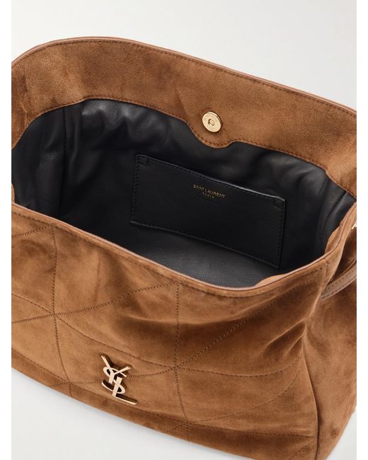 Saint Laurent Brown Jamie Quilted Suede Shoulder Bag