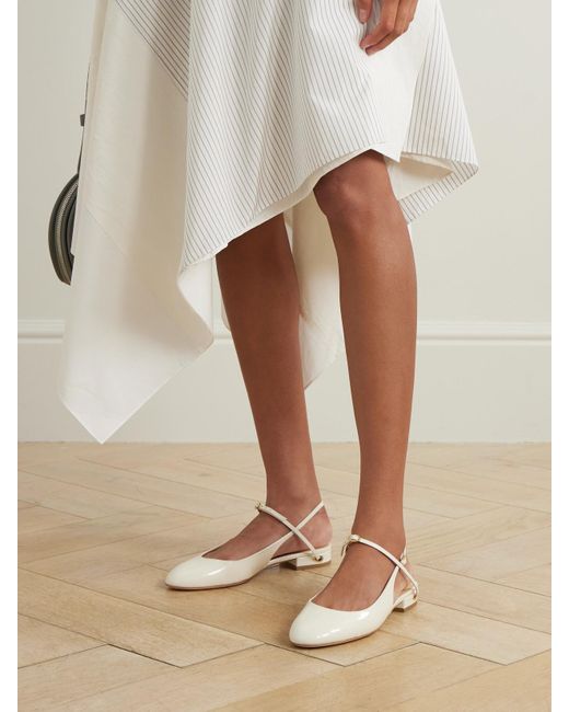 JENNIFER CHAMANDI Natural Mattia 20 Patent-Leather Slingback Flats