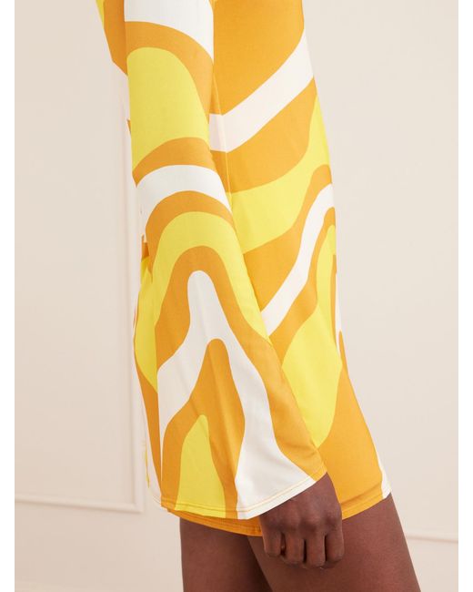 Cala De La Cruz Yellow Maisha Printed Jersey Mini Dress