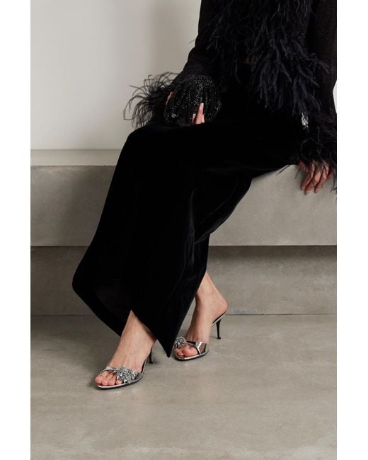 Giuseppe Zanotti Crystal embellished Metallic Patent leather Mules