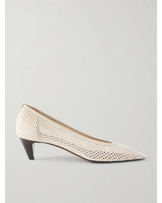 Neous Natural Fera 40 Leather-Trimmed Woven Pumps