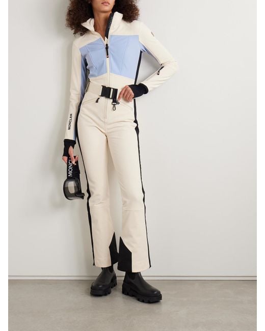 Moncler Natural Belted Color-Block Ski Suit