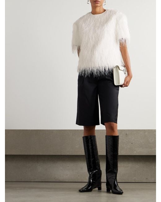 Loulou de Saison Black Adler Pleated Wool-Twill Shorts