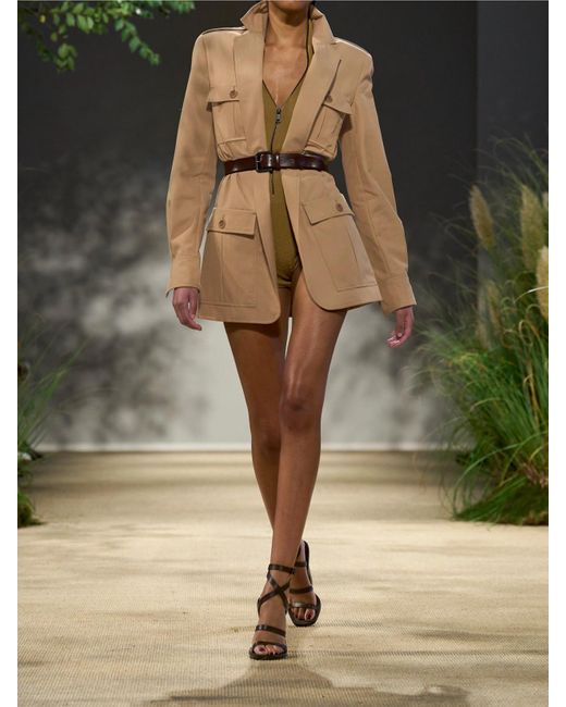 Max Mara Natural Pacos Belted Cotton-Canvas Jacket