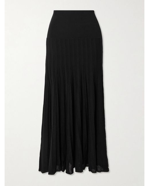 Isabel Marant Black Ezra Ribbed Cotton-Blend Midi Skirt