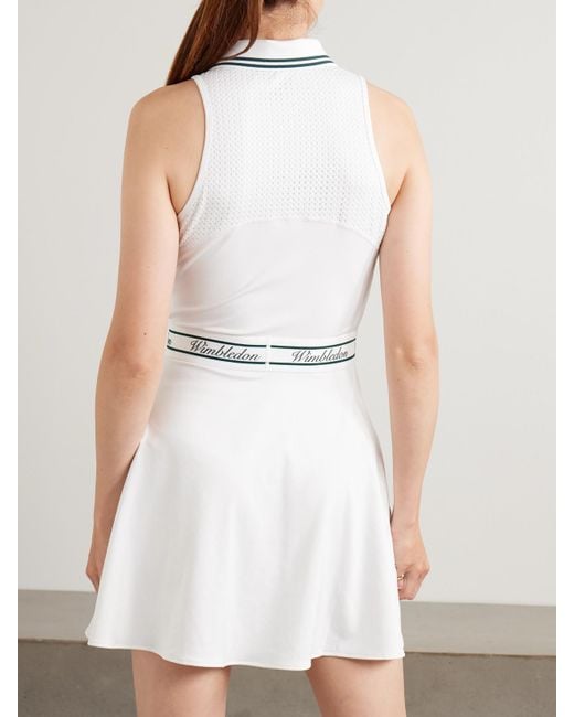 Polo Ralph Lauren White Wimbledon Embroidered Stretch-Knit Tennis Dress