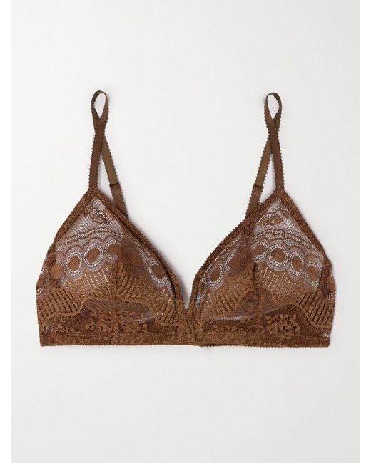 Eres Brown Flore Fragrance Lace Soft-Cup Triangle Bra