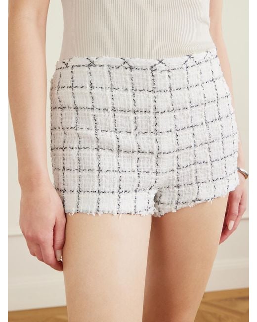 LIBEROWE White Madeline Cotton-Blend Tweed Straight-Leg Shorts