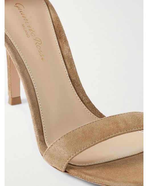 Gianvito Rossi White Portofino 85 Suede Sandals