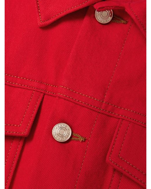 FRAME Red Carolina Herrera Cropped Denim Jacket