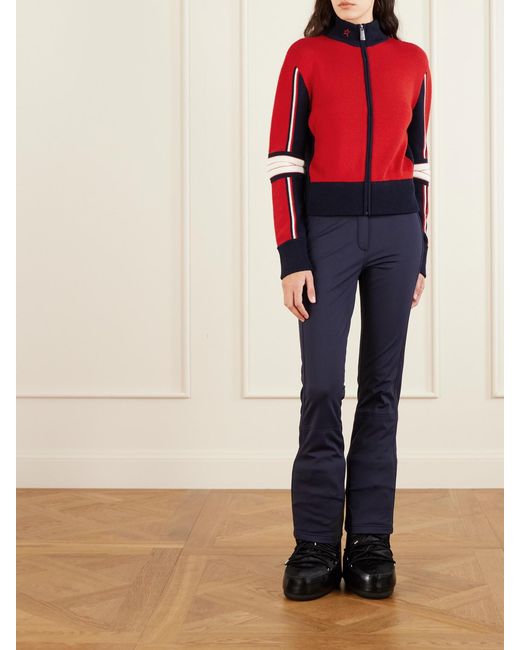 Perfect Moment Red Merino Wool Cardigan