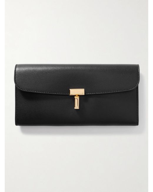 Totême  Black T-Lock Textured-Leather Wallet