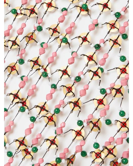 Dries Van Noten Natural Oberteil Aus Netzmaterial Mit Verzierungen