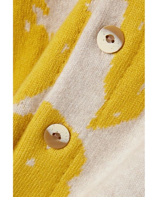 The Elder Statesman Yellow Oversized Intarsia Cashmere Cardigan
