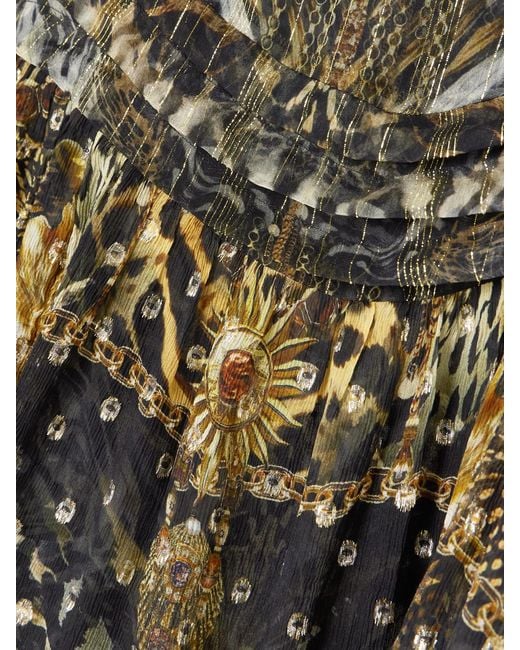 Camilla Multicolor Ruffled Tiered Leopard-Print Embellished Fil Coupé Midi Dress